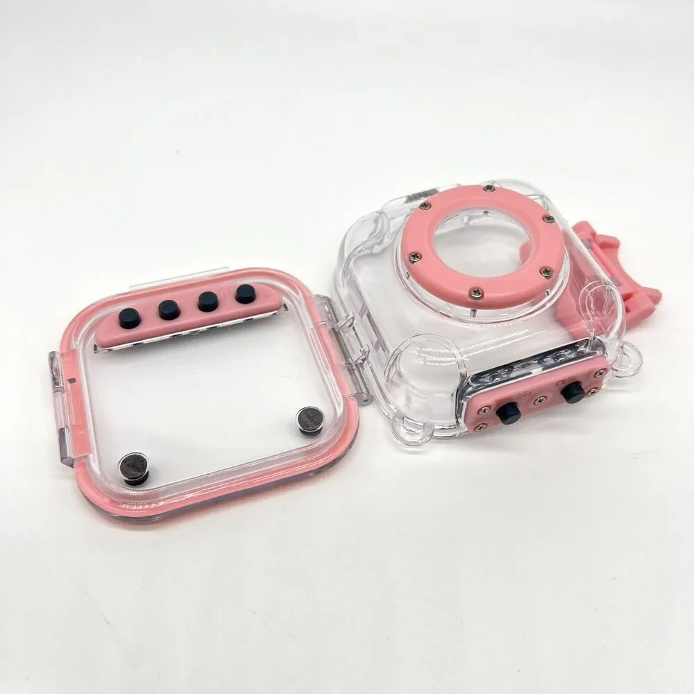 Kids Action Camera Pink w/Waterproof Hard Case & Mounting Accessories Underwater